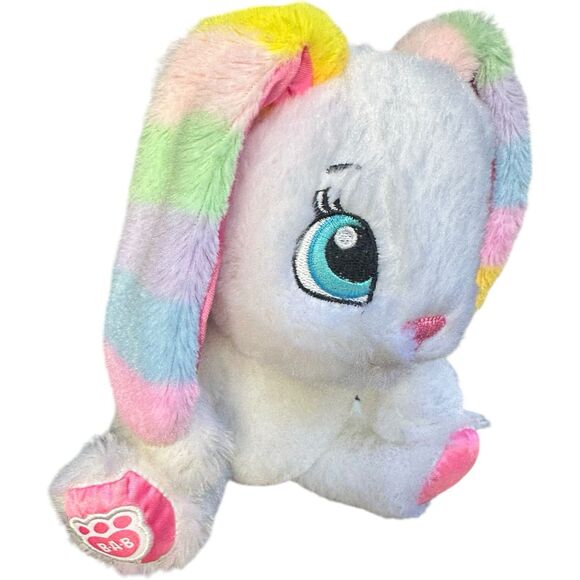 Build A Bear Buddies Small White Pink Rainbow Ears 7.5" Easter Rabbit 2017 BAB - Picture 5 of 13